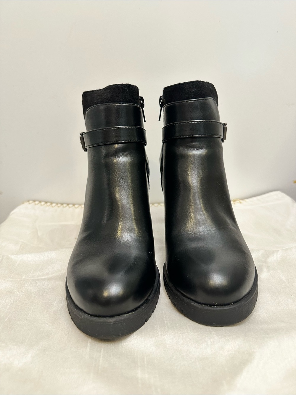 Black Ankle Booties with Buckle Strap - Women - Picture 2 of 5